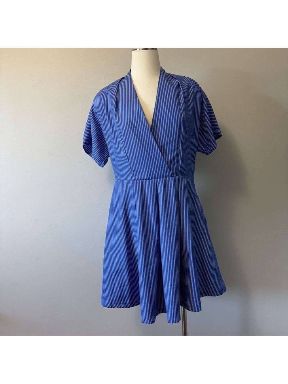 Molly Bracken Blue Striped Mini Dress sz Large